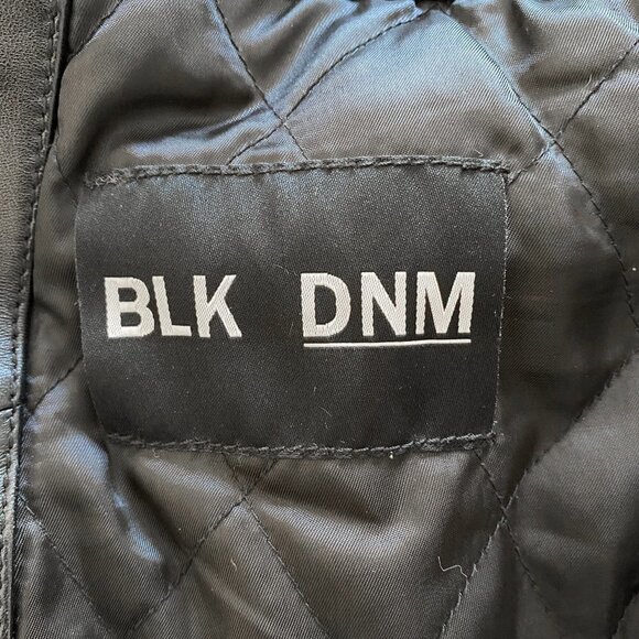 BLK DNM Motorcycle Biker Black Leather Belted Zipper Detail Jacket - Picture 6 of 10